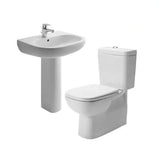 Duravit D-Code Plus sanitary ware toilet set with 60 cm basin and column