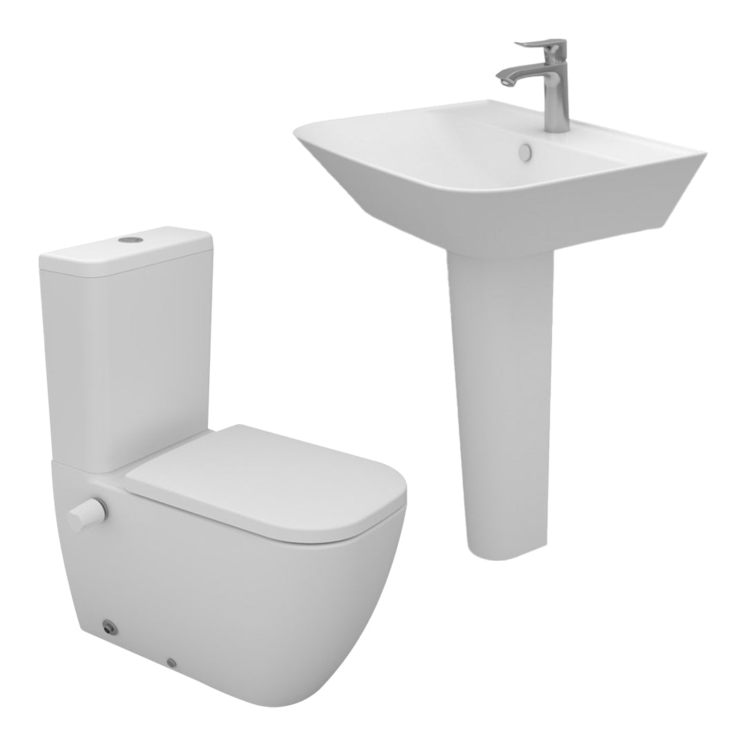 Sanipure Magnus sanitary ware toilet set with 65 cm basin and column