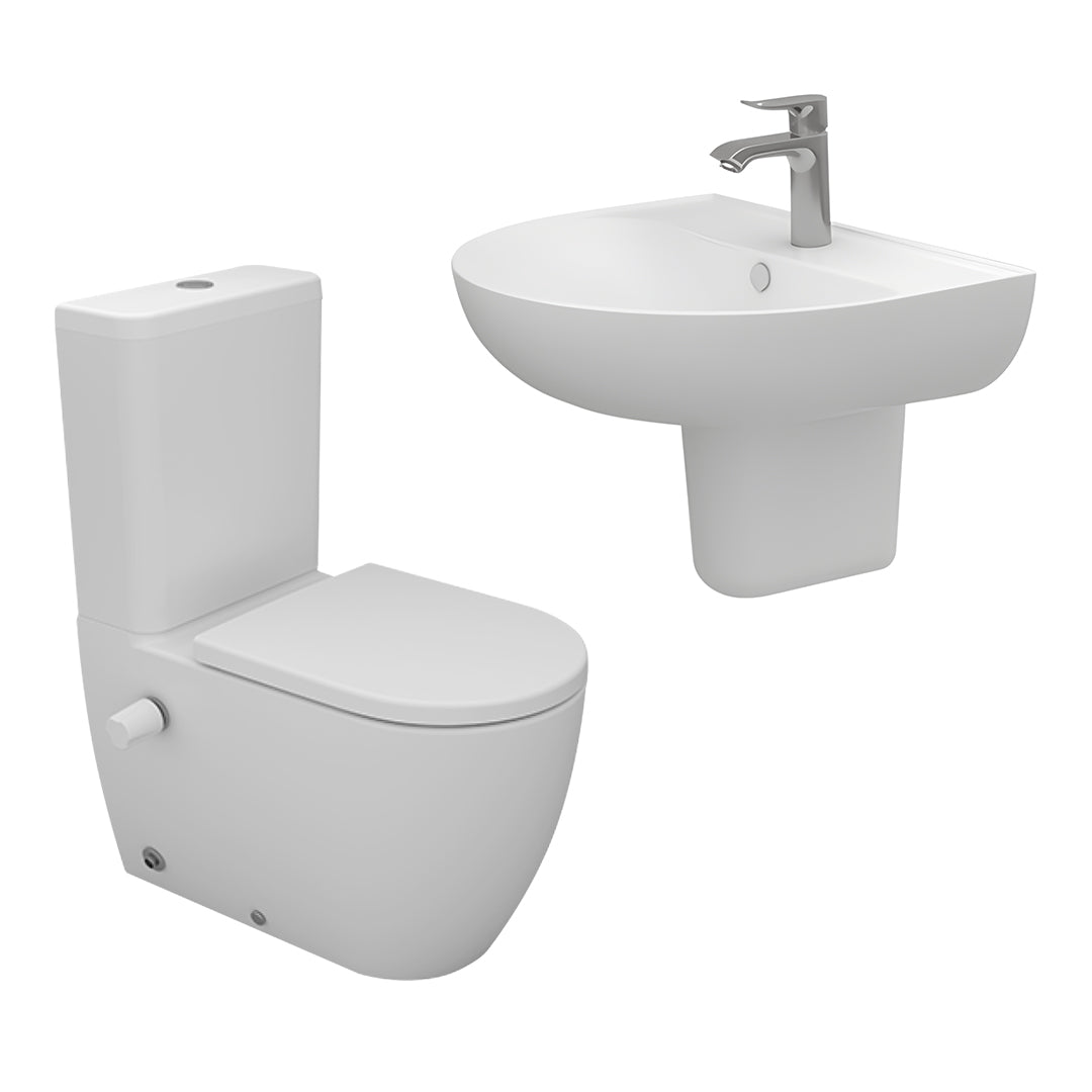 Sanipure Vega sanitary ware toilet set with 60 cm basin and column