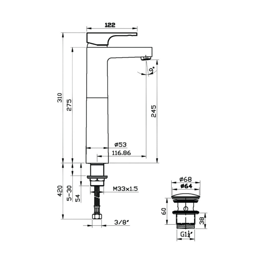 Sarrdesign Basin Mixer Tara High-neck Matt Black