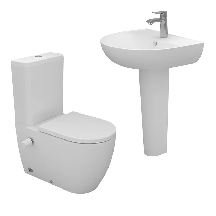 Sanipure Vega sanitary ware toilet set with 60 cm basin and column