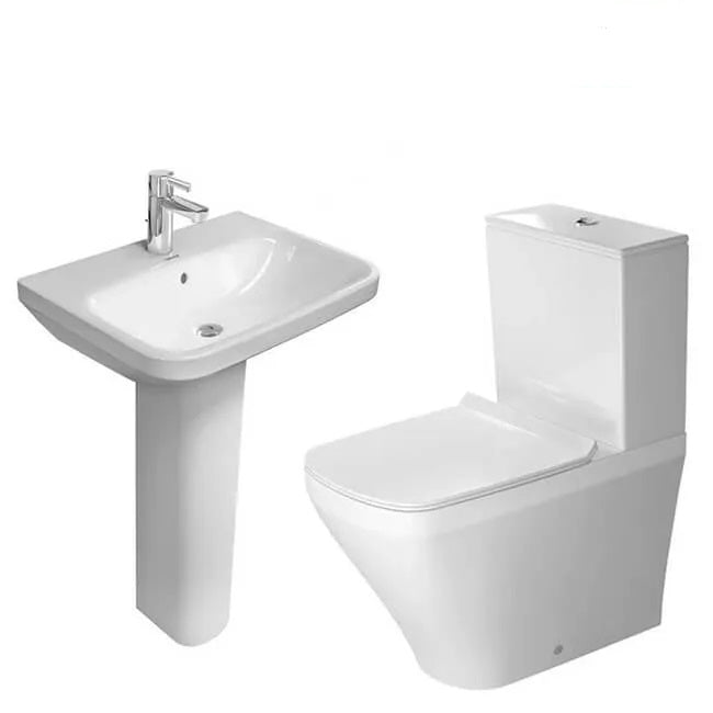 طقم صحى ديورافيت ديوراستايل مرحاض ملاصق للحائط حوض 60 سم بالعامود مع الدش والسيديلى 