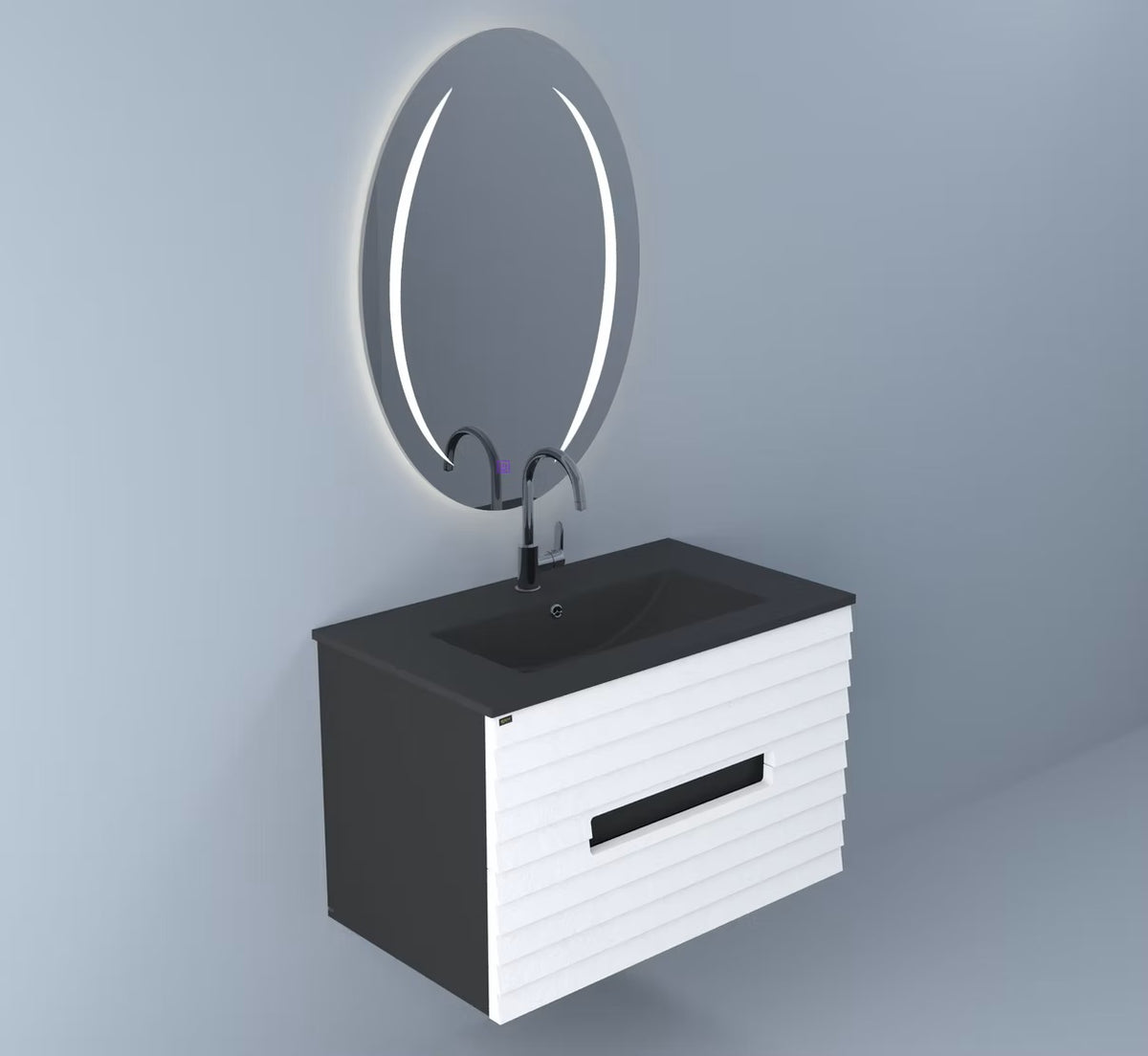 Beroia Furniture Unit with Wash basin Imported Black 80×46 Cm