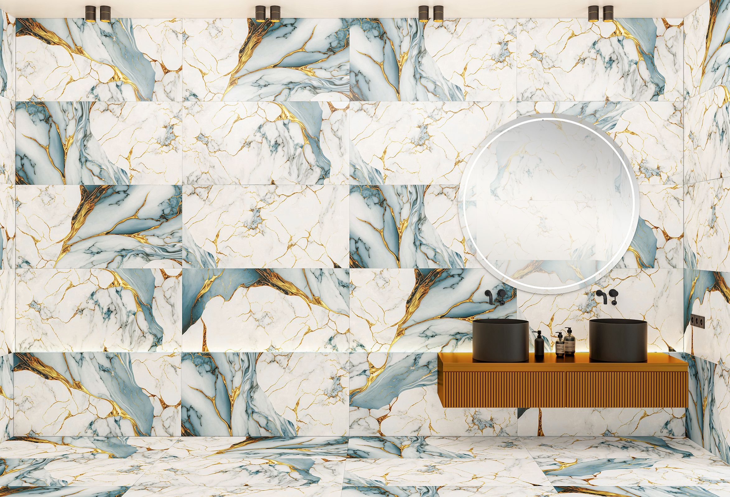 Ceramic ATLANTIC_GOLD_AQUAMARINE Glossy 120*60 cm
