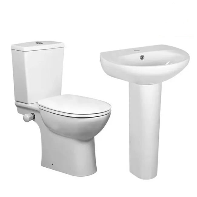 Duravit sanitary ware toilet set with 60 cm basin and Emilia column