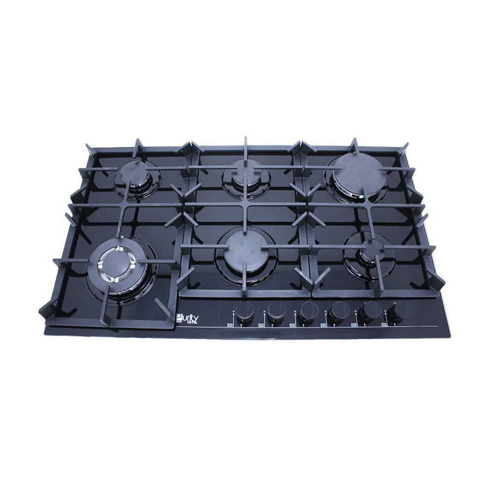 Purity Built-In Gas Hob 6 Burners 90cm Black