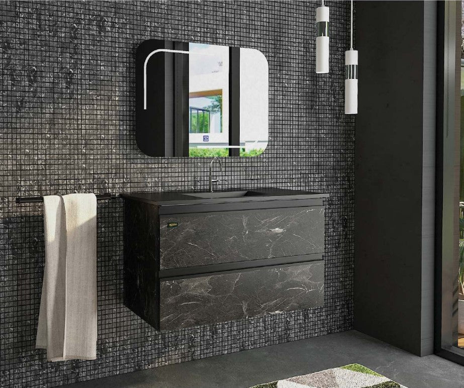 Beroia Furniture Unit with Wash Imported black sink  80×46 Cm Lotus