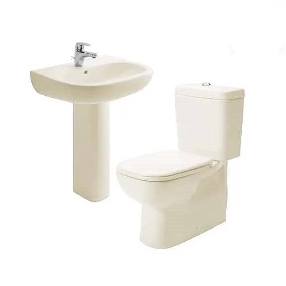 Duravit D-Code Plus sanitary ware toilet set with 60 cm basin and column