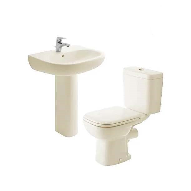 Duravit D-Code sanitary ware toilet set with 60 cm basin and column