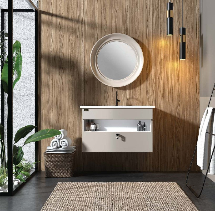 Beroia Furniture Unit with Washbasin 80×46 Cm Latte