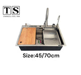 Sink Stainless Steel 3m TS 45 x 70 Siphone 3 Inch Smart With mixer Silver