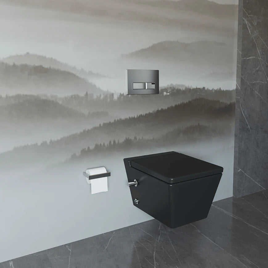 Sanipure Kepler Wall-Mounted Toilet With Seat Cover  black