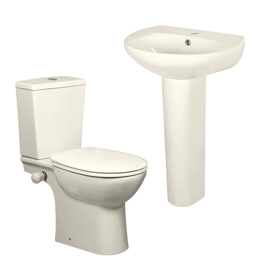 Duravit sanitary ware toilet set with 60 cm basin and Emilia column